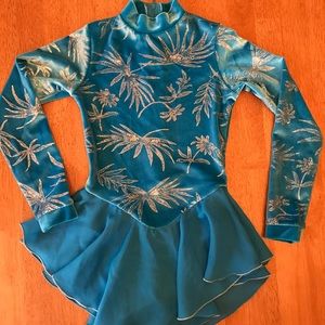 Girls Blue Figure Skating Dress